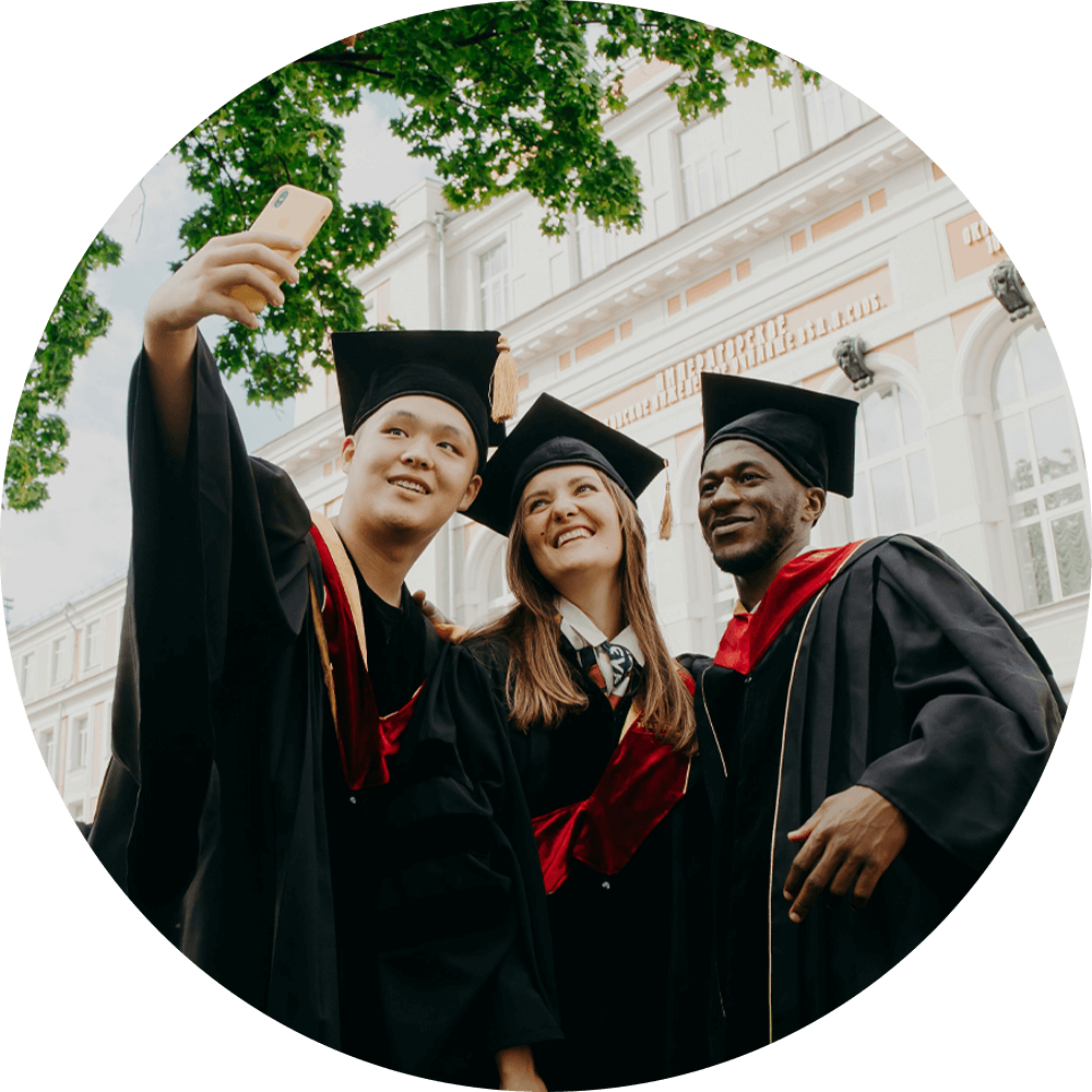 Three bestfriends capturing their graduation moment with a selfie